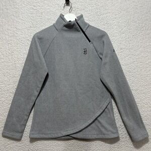 KJUS Women's Sweater Size M Kaya Midlayer‎ Mock Neck Textured Gray Crossover Hem